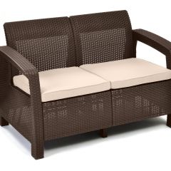 Диван пластиковый Корфу (Corfu love seat) коричневый - серо-бежевый* в Нижнекамске - nizhnekamsk.mebel24.online | фото