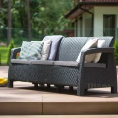 Диван пластиковый Корфу Макс (Corfu love seat max) графит в Нижнекамске - nizhnekamsk.mebel24.online | фото 3