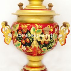 Электрический самовар "Овал ажурный" 3 литра с росписью "Хохлома на красном" в Нижнекамске - nizhnekamsk.mebel24.online | фото 2