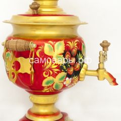 Электрический самовар "Овал ажурный" 3 литра с росписью "Хохлома на красном" в Нижнекамске - nizhnekamsk.mebel24.online | фото 3
