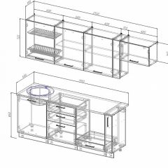 Кухонный гарнитур Антрацит 2550 (Стол. 26мм) в Нижнекамске - nizhnekamsk.mebel24.online | фото 2