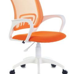Кресло BRABIX "Fly MG-396W", пластик белый, сетка, оранжевое, 532401, MG-396W_532401 в Нижнекамске - nizhnekamsk.mebel24.online | фото 1