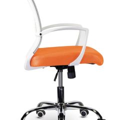 Кресло BRABIX "Wings MG-306", пластик белый, хром, сетка, серое/оранжевое, 532011 в Нижнекамске - nizhnekamsk.mebel24.online | фото 3