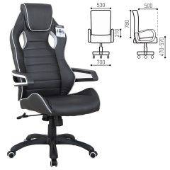 Кресло компьютерное BRABIX Techno Pro GM-003 (экокожа черное/серое, вставки серые) 531814 в Нижнекамске - nizhnekamsk.mebel24.online | фото 1