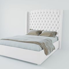 Кровать Берлин ЛЮКС с ПМ 1200 (экокожа белая) в Нижнекамске - nizhnekamsk.mebel24.online | фото 2