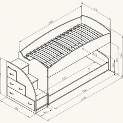 Кровать-чердак "Дюймовочка-4.2"  Дуб молочный/Оранжевый в Нижнекамске - nizhnekamsk.mebel24.online | фото 3