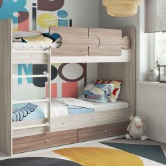 Кровать двухъярусная "Тетрис" (щиты) с бортиками + ящики в Нижнекамске - nizhnekamsk.mebel24.online | фото 8