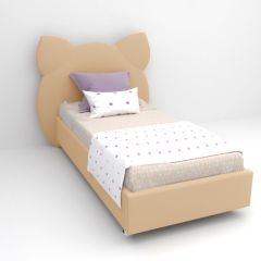 Кровать Котя с ортопедическим основанием 800 (экокожа бежевый) в Нижнекамске - nizhnekamsk.mebel24.online | фото 1