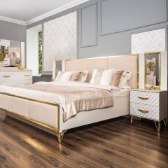 Кровать Lara 1800 с мягким изголовьем + основание (белый глянец) в Нижнекамске - nizhnekamsk.mebel24.online | фото 2