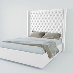 Кровать Версаль ЛЮКС с ПМ 1600 (экокожа белая) в Нижнекамске - nizhnekamsk.mebel24.online | фото 1