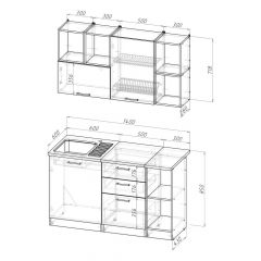 Кухонный гарнитур Ольга медиум 3 1400 мм в Нижнекамске - nizhnekamsk.mebel24.online | фото 2