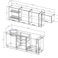 Кухонный гарнитур Вегас 2550 (Стол. 26мм) в Нижнекамске - nizhnekamsk.mebel24.online | фото 2