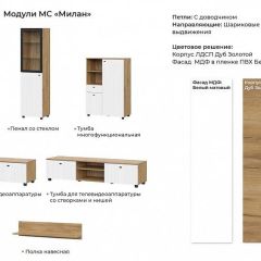 МИЛАН Гостиная (Дуб Золотой/Белый Матовый) модульная в Нижнекамске - nizhnekamsk.mebel24.online | фото 2
