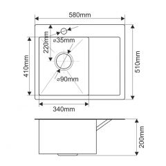 Мойка HD5851L MELANA ProfLine 3,0/200 САТИН врезная прямоугольная с коландером HD5851L в Нижнекамске - nizhnekamsk.mebel24.online | фото 2