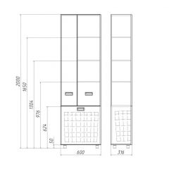 Пенал напольный Cube 60 без ящика с корзиной для белья Домино (DC5014P) в Нижнекамске - nizhnekamsk.mebel24.online | фото 3