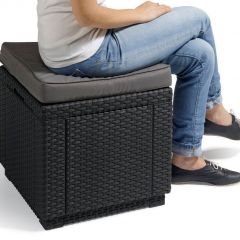 Пуфик Куб с подушкой (Cube with cushion) графит - прохладный серый в Нижнекамске - nizhnekamsk.mebel24.online | фото 2