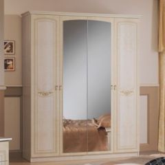 Шкаф 4-х дверный с зеркалами (08.244) Ирина (беж) в Нижнекамске - nizhnekamsk.mebel24.online | фото