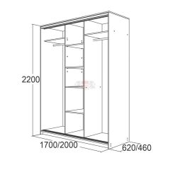 МИРАЖ 17.1 (620) 1 зеркало Шкаф для платья и белья в Нижнекамске - nizhnekamsk.mebel24.online | фото 5