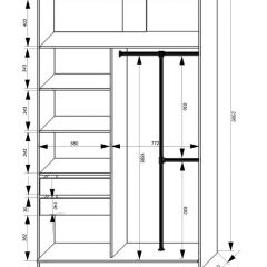 Шкаф-купе 1400 серии SOFT D8+D2+B2+PL4 (2 ящика+F обр.штанга) профиль «Графит» в Нижнекамске - nizhnekamsk.mebel24.online | фото 3