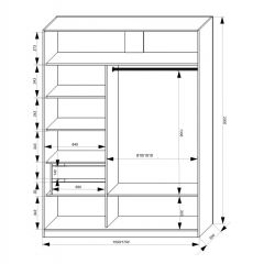 Шкаф-купе 1500 серии NEW CLASSIC K2+K2+B2+PL2(2 ящика+1 штанга+1 полка) профиль «Капучино» в Нижнекамске - nizhnekamsk.mebel24.online | фото 3