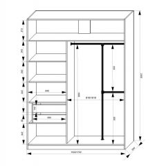 Шкаф-купе 1500 серии NEW CLASSIC K4+K4+B2+PL4 (2 ящика+F обр. штанга) профиль «Капучино» в Нижнекамске - nizhnekamsk.mebel24.online | фото 3