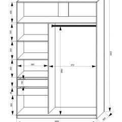 Шкаф-купе 1600 серии SOFT D1+D3+B2+PL1 (2 ящика+1штанга) профиль «Графит» в Нижнекамске - nizhnekamsk.mebel24.online | фото 4