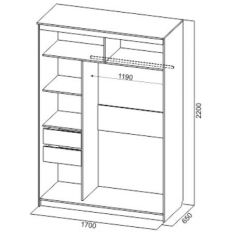 Шкаф-купе №19 Серия 3 Инфинити с зеркалами (1700) Ясень Анкор светлый в Нижнекамске - nizhnekamsk.mebel24.online | фото 6