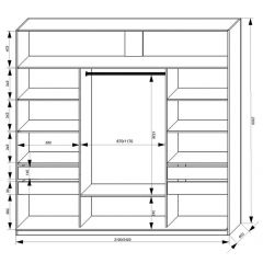 Шкаф-купе 2100 серии SOFT D2+D7+D3+B22+PL2 (по 2 ящика лев/прав+1штанга+1полка) профиль «Графит» в Нижнекамске - nizhnekamsk.mebel24.online | фото 3