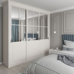 Шкаф-купе 2450 серии NEW CLASSIC K4+K4+K4+B22+PL4 (по 2 ящика лев/прав+F обр.штанга) профиль «Капучино» в Нижнекамске - nizhnekamsk.mebel24.online | фото