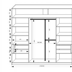 Шкаф-купе 2450 серии NEW CLASSIC K4+K4+K4+B22+PL4 (по 2 ящика лев/прав+F обр.штанга) профиль «Капучино» в Нижнекамске - nizhnekamsk.mebel24.online | фото 3