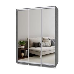 РОЛАНД Шкаф-купе с зеркалами Камень темный (450*1600) Р463 в Нижнекамске - nizhnekamsk.mebel24.online | фото