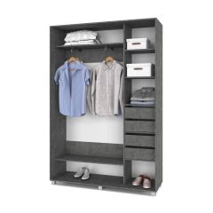 РОЛАНД Шкаф-купе с зеркалом Камень темный (450*1400) Р442 в Нижнекамске - nizhnekamsk.mebel24.online | фото 5