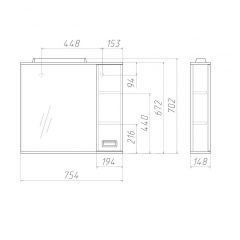 Шкаф-зеркало Cube 75 Эл. Правый Домино (DC5009HZ) в Нижнекамске - nizhnekamsk.mebel24.online | фото 3