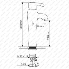 Смеситель д/ум MLN-F-001CBK керамический (Черный) в Нижнекамске - nizhnekamsk.mebel24.online | фото 2