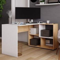 Стол компьютерный угловой СКМУ-4 Белый/Дуб крафт золотой в Нижнекамске - nizhnekamsk.mebel24.online | фото 1