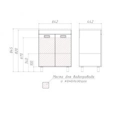 Тумба под умывальник Elen 65 Cube без ящика Домино (DC5002T) в Нижнекамске - nizhnekamsk.mebel24.online | фото 3