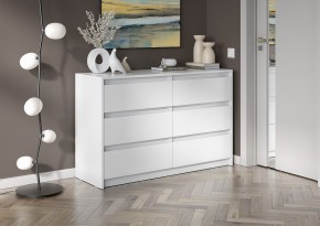 АЙДЕН КМ06-1200 Комод 6 ящиков (белый) в Нижнекамске - nizhnekamsk.mebel24.online | фото