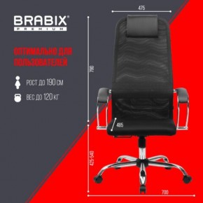 Кресло BRABIX PREMIUM "Ultimate EX-800" хром, плотная двойная сетка Х2, черное, 532911 в Нижнекамске - nizhnekamsk.mebel24.online | фото 6