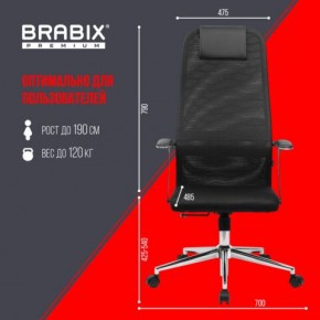 Кресло BRABIX PREMIUM "Ultimate EX-801" хром, плотная двойная сетка Х2, черное, 532917 в Нижнекамске - nizhnekamsk.mebel24.online | фото 7