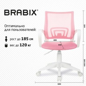 Кресло BRABIX "Fly MG-396W", с подлокотниками, пластик белый, сетка, розовое, 533008 в Нижнекамске - nizhnekamsk.mebel24.online | фото 5