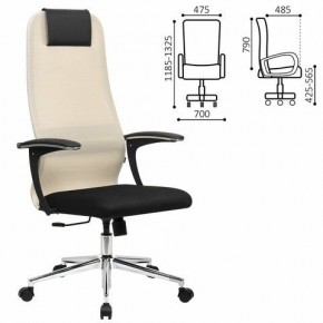 Кресло офисное BRABIX PREMIUM "Ultimate EX-801" хром, плотная двойная сетка Х2, черное/бежевое, 532919 в Нижнекамске - nizhnekamsk.mebel24.online | фото 1