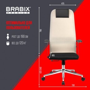 Кресло офисное BRABIX PREMIUM "Ultimate EX-801" хром, плотная двойная сетка Х2, черное/бежевое, 532919 в Нижнекамске - nizhnekamsk.mebel24.online | фото 6