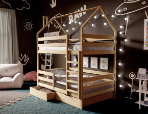 Кровать-домик двухъярусная 80*160 без покраски в Нижнекамске - nizhnekamsk.mebel24.online | фото