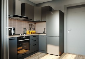 Кухня угловая Антрацит 2200х1000 (Стол. 38мм) в Нижнекамске - nizhnekamsk.mebel24.online | фото