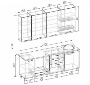 Кухонный гарнитур Антрацит 2200 (Стол. 26мм) в Нижнекамске - nizhnekamsk.mebel24.online | фото 3