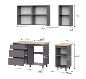 Кухонный гарнитур ДЕНВЕР (1600) Графит серый/Дуб Сонома в Нижнекамске - nizhnekamsk.mebel24.online | фото 2
