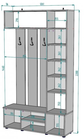 Прихожая с зеркалом V19_M в Нижнекамске - nizhnekamsk.mebel24.online | фото 2