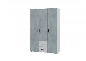 Шкаф 3-х створчатый с ящиками VICTOR (Белый-Бетон) в Нижнекамске - nizhnekamsk.mebel24.online | фото