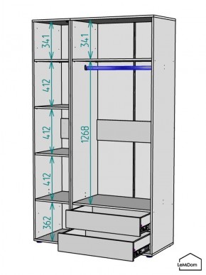 Шкаф Linnea MHR-3-2 2050х1200х510 (Белый-М 11.1.2) в Нижнекамске - nizhnekamsk.mebel24.online | фото 3