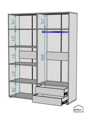 Шкаф Linnea MHR-4PO-2 2050х1600х510 (Белый-М 11.1.2) в Нижнекамске - nizhnekamsk.mebel24.online | фото 3